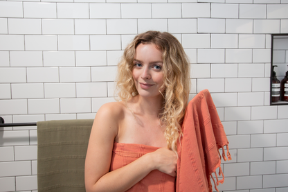 Stonewashed Organic Turkish Towel in Orange