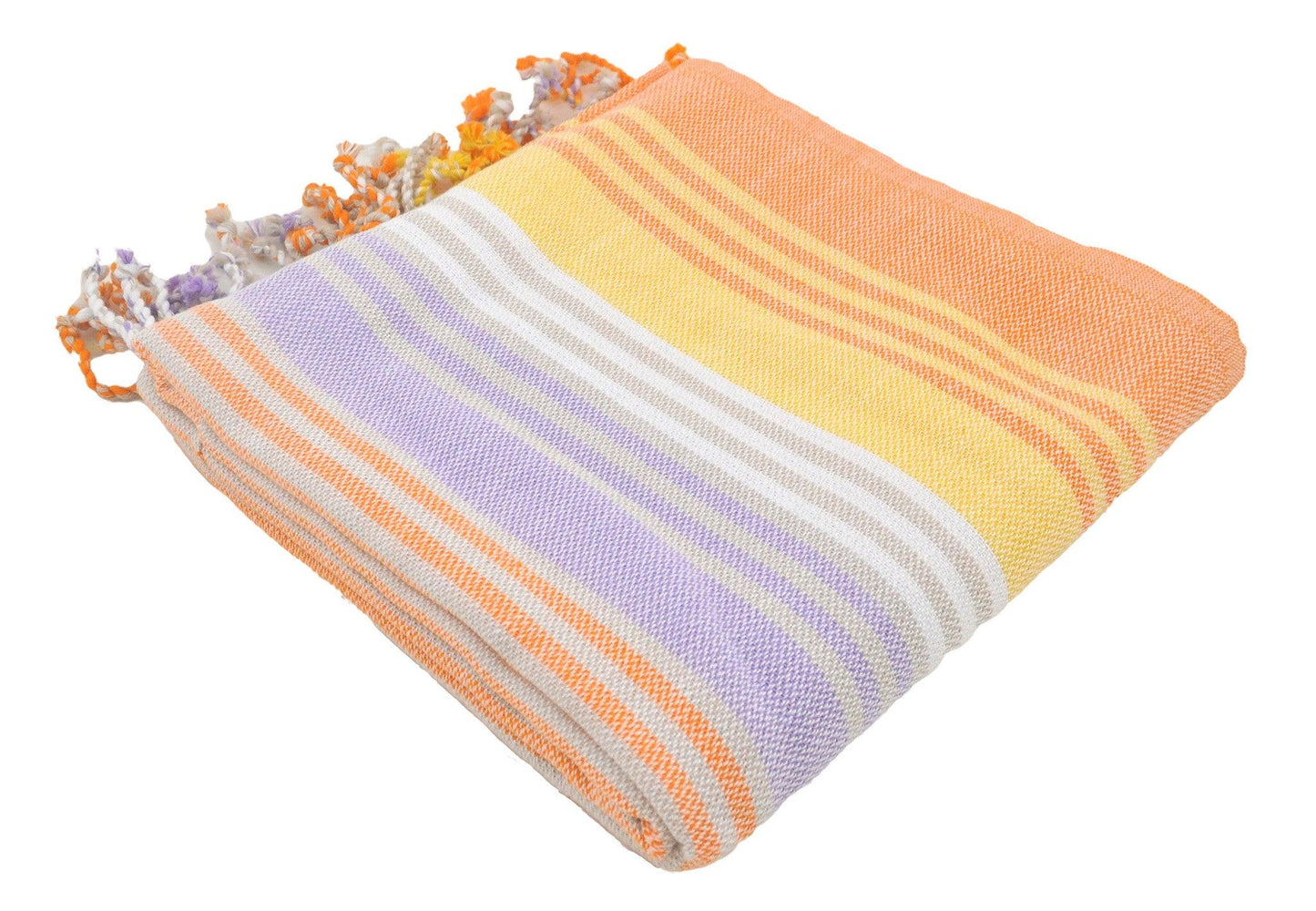 Rainbow Variegated Sand Free Turkish Towel in Orange